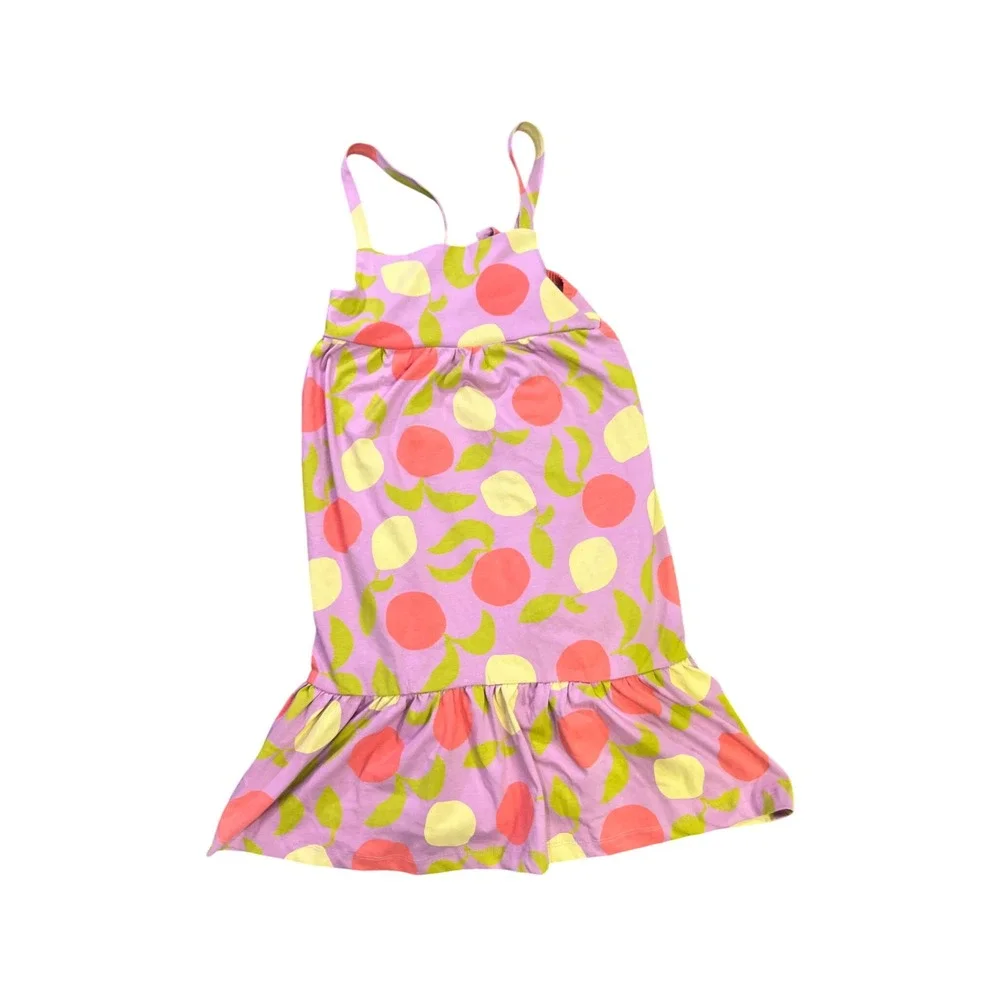 Hanna Andersson Girls Size 140 10 Purple Fruit Print Ruffle Hem Sundress Pockets